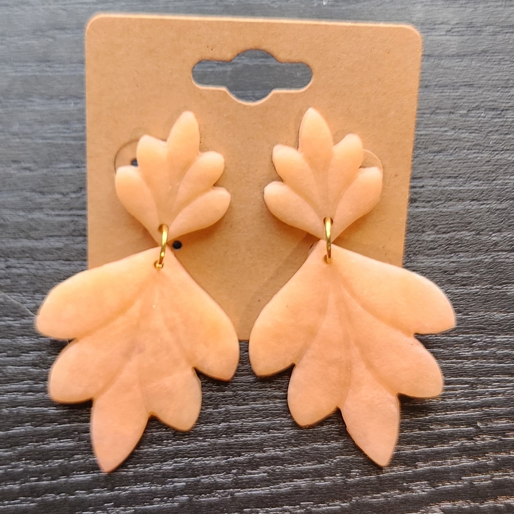 Peach Dangle Clay Earrings